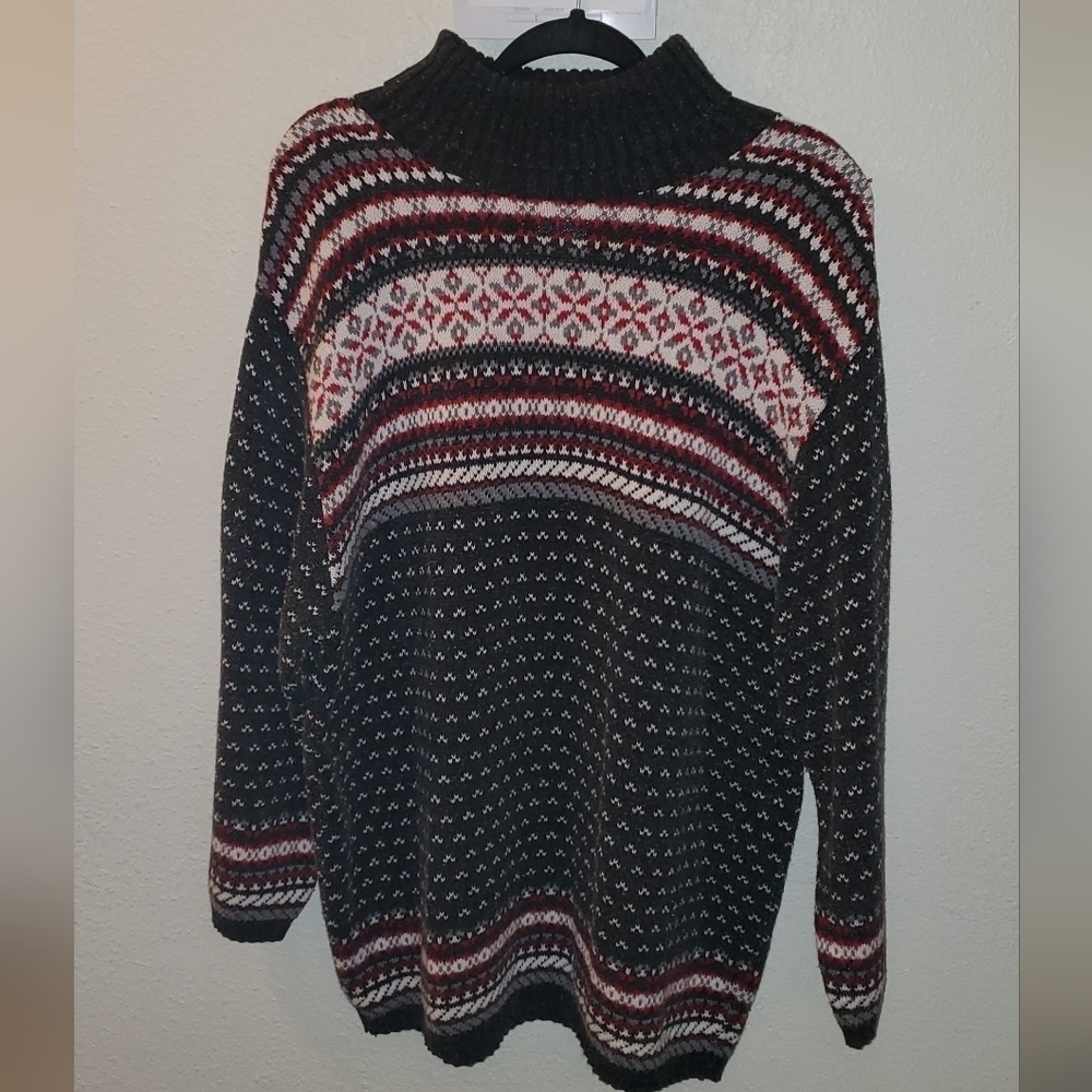 VENEZIA Jeans Sz 14/16 100% cotton Fair Isle turtleneck sweater